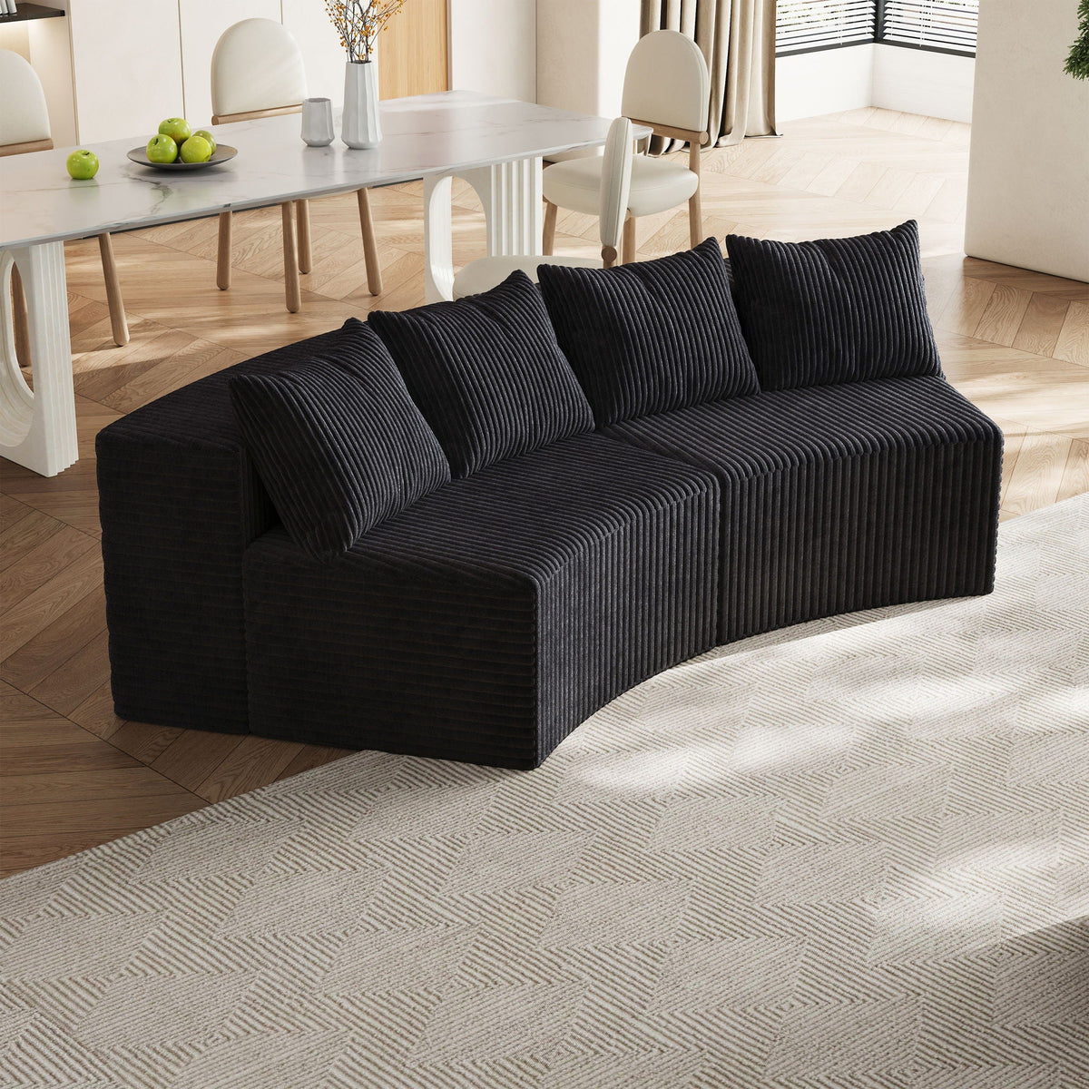 Curved Sectional Sofa With 4 Pillows, Modular Semi Circular Design Home Essentials