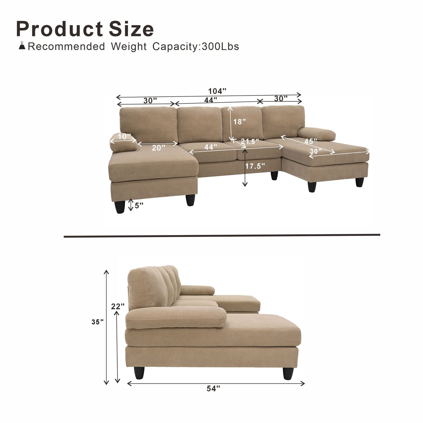 U-Shaped Sofa With Dual Chaise Home Essentials
