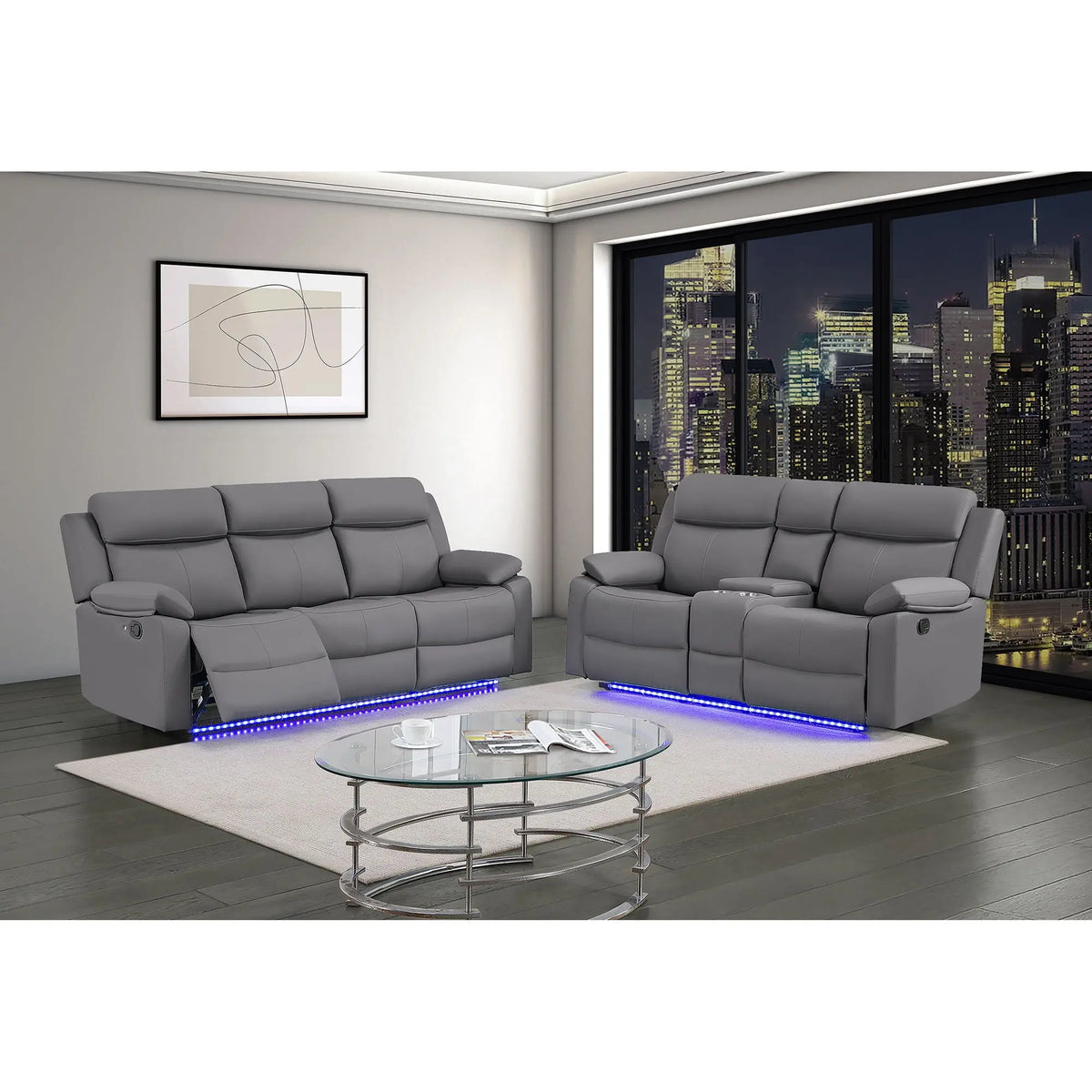 Blanche - Console Reclining Loveseat With LED Lights And Speakers Global Furniture USA