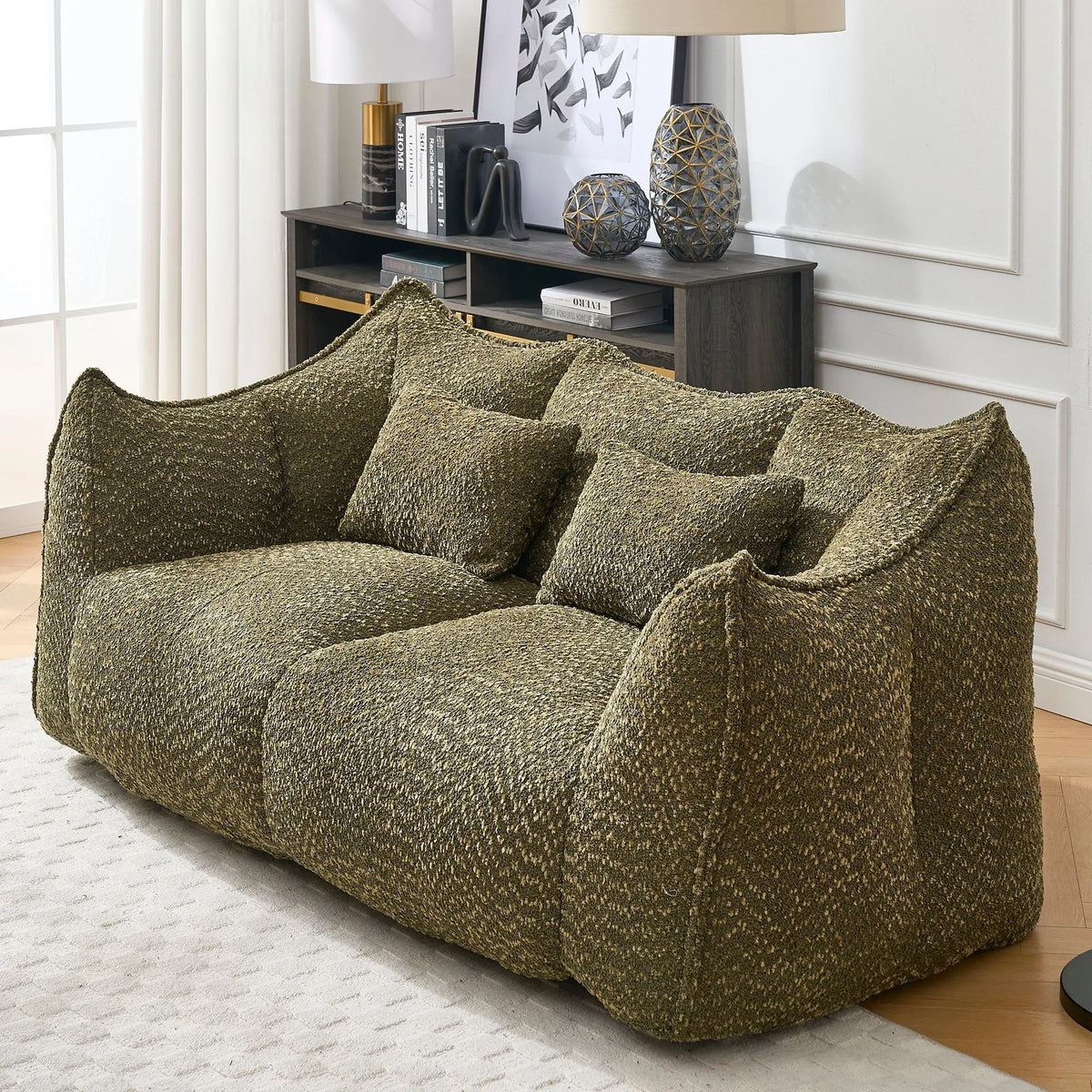 Comfortable Dual Beanbag Chair With High Resilience Foam Core For 2 People Home Essentials