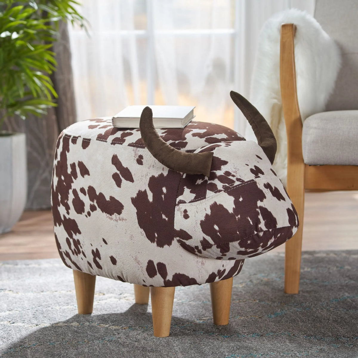 Cow Shaped Ottoman Footstool Noble House
