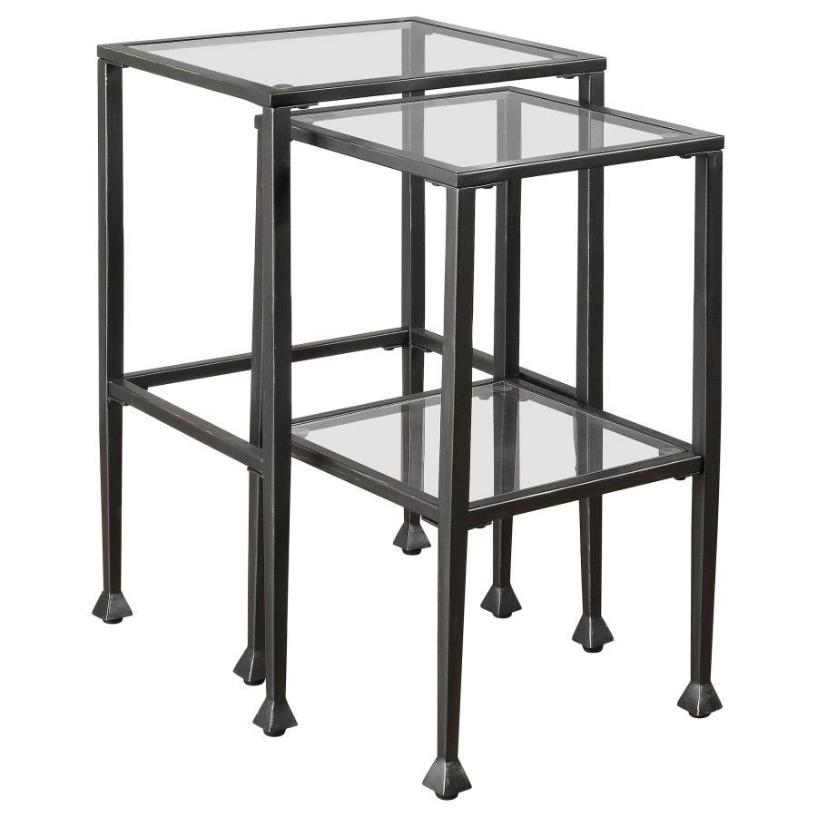 Leilani - 2 Piece Glass Top Nesting Table Set - Black CoasterEssence