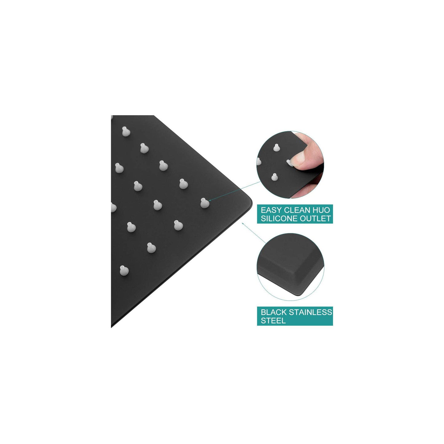 12" Square Rainfall Shower Head With Wall / Ceiling Mount, 304 Stainless Steel - Matte Black Daily Nest