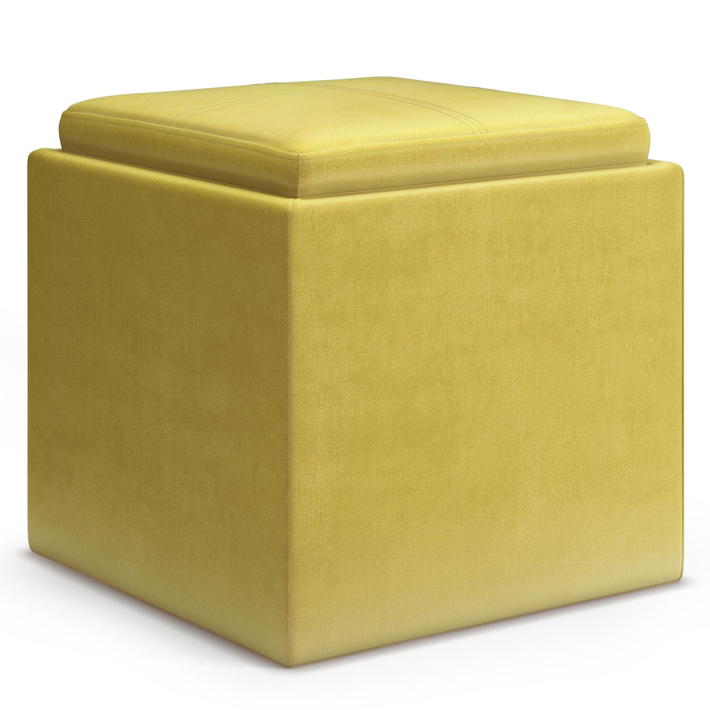 Rockwood - Upholstered Cube Storage Ottoman With Tray Simpli-Home