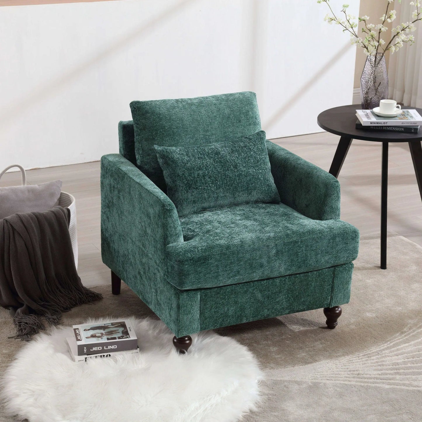 Modern Mid Century Wood Frame Armchair With Tufted Design Home Essentials