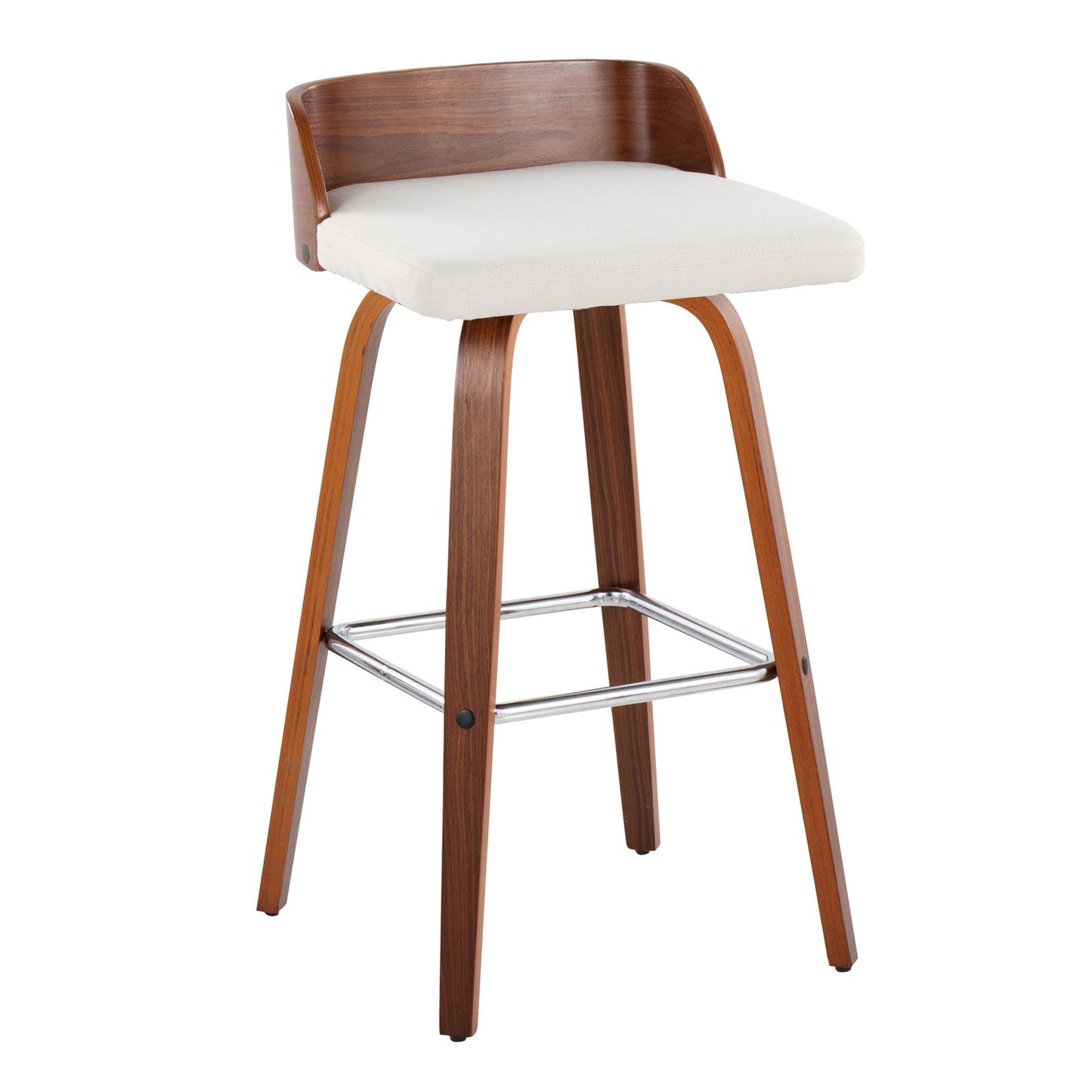 Maya - Mid Century Modern Fixed Height Barstool With Swivel With Square Footrest (Set of 2) Lumi Source