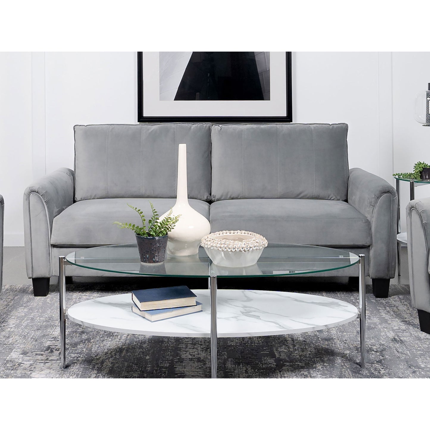 Dixon - Upholstered Sofa With Rounded Arms And Texture - Gray Furniture Max