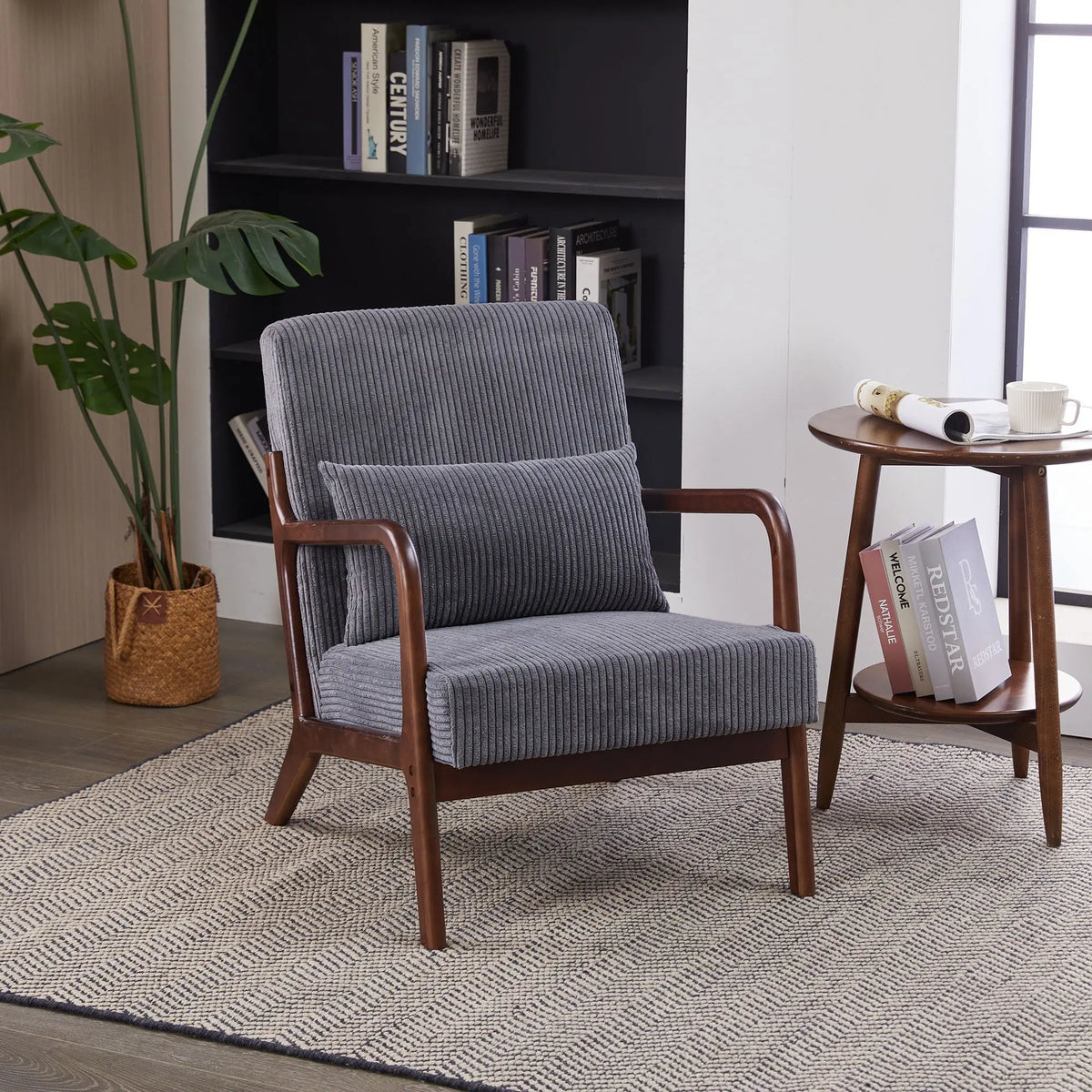 Accent Chair With Pillow And Wood Frame Home Essentials