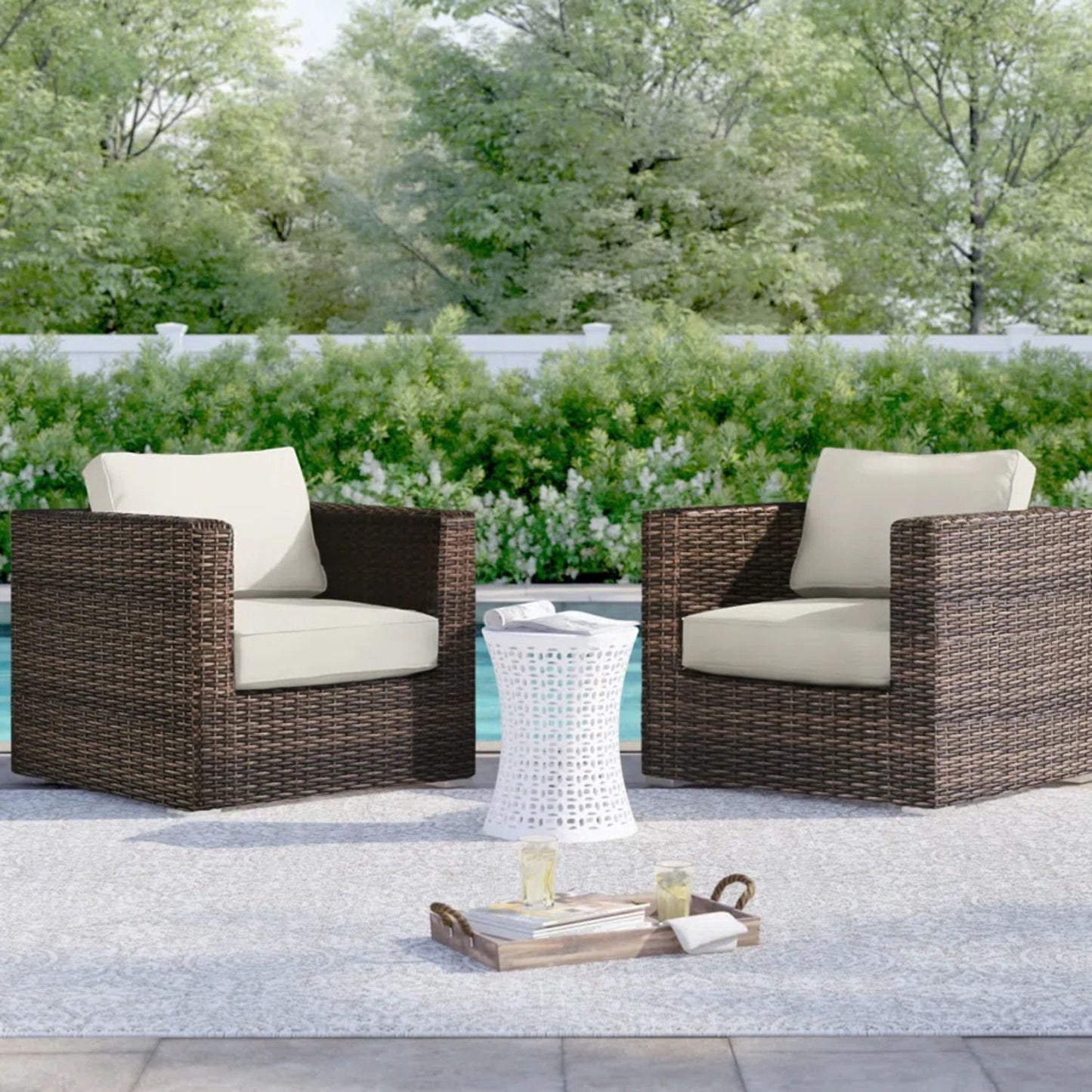 Outdoor Chairs Set With Cushions - Brown Mix LSI Patio Furniture
