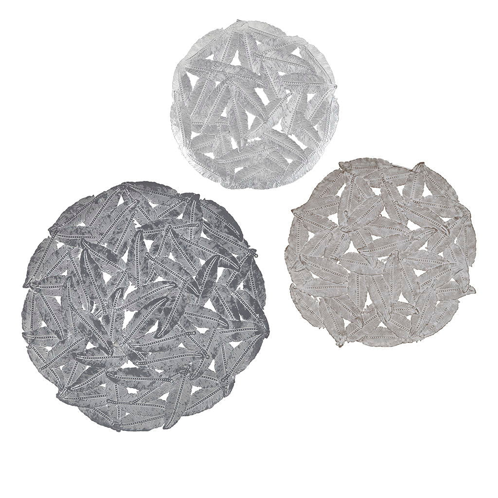Rossi - Feather Painted Round Wall Decor (Set of 3) - Gray Madison Park