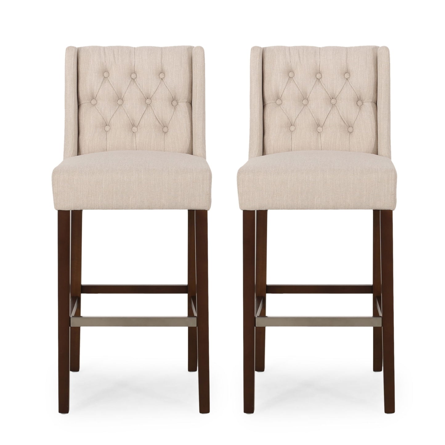 Solstara - Upholstered Dining Barstool With Button Tufted And Wing Back Noble House