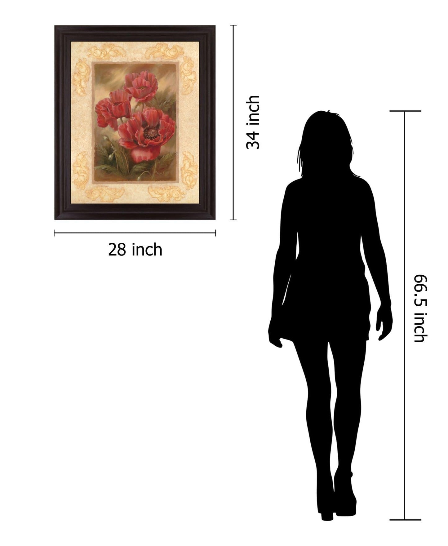 Crimson Poppies Trio - 28" x 34" Framed Wall Art Classy Art