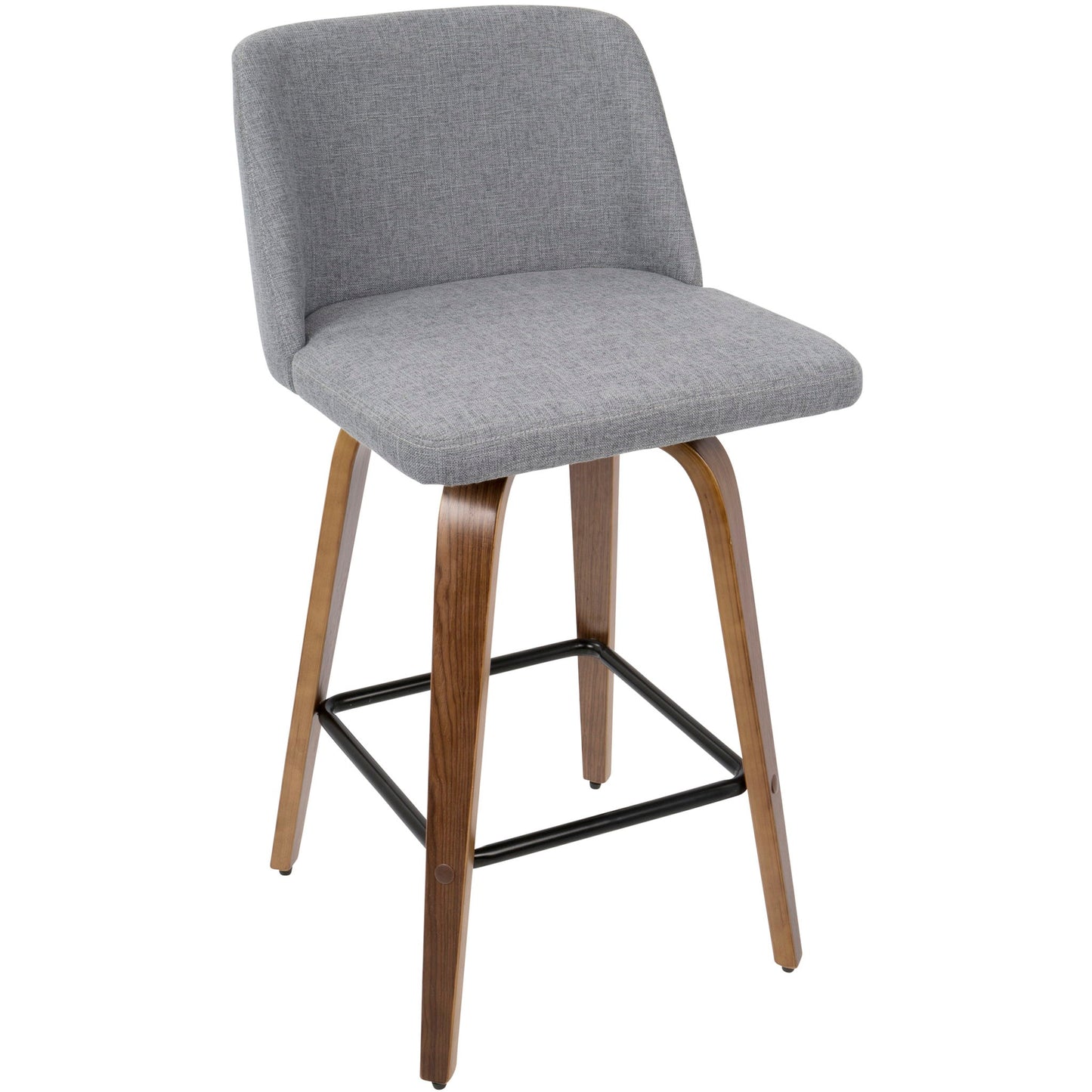 Toriano - Mid Century Modern Fixed Height Counter Stool & Square Footrest (Set of 2) Lumi Source