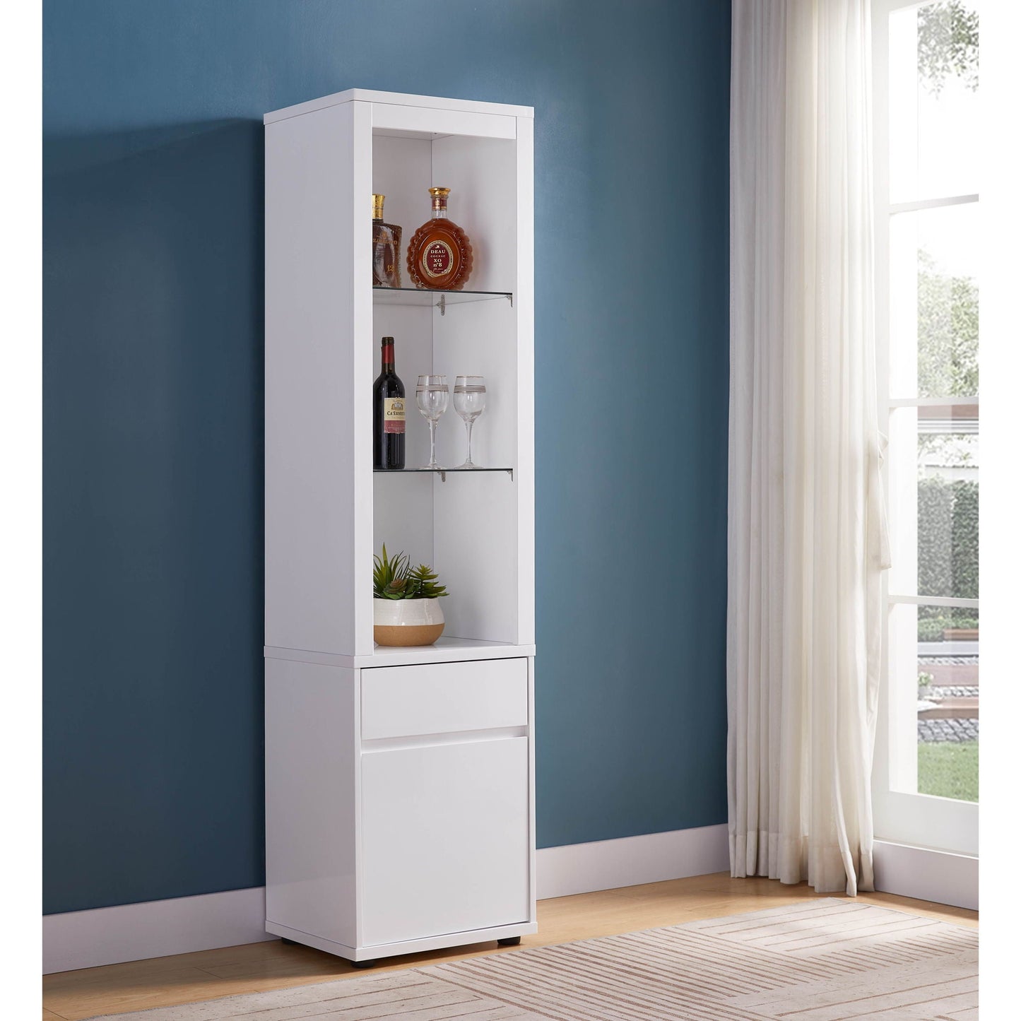Modern Wine Showcasing Cabinet With Two Glass Shelves And Storage Cabinet Home Essentials