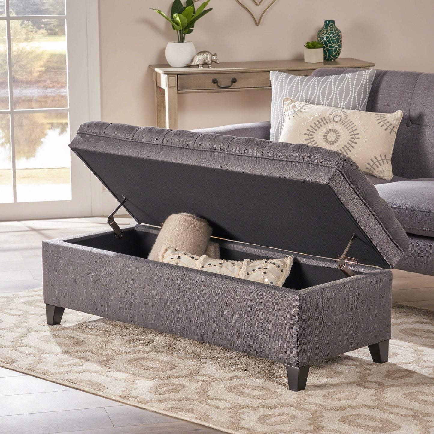 Juliana - Storage Ottoman With Birch Legs Noble House
