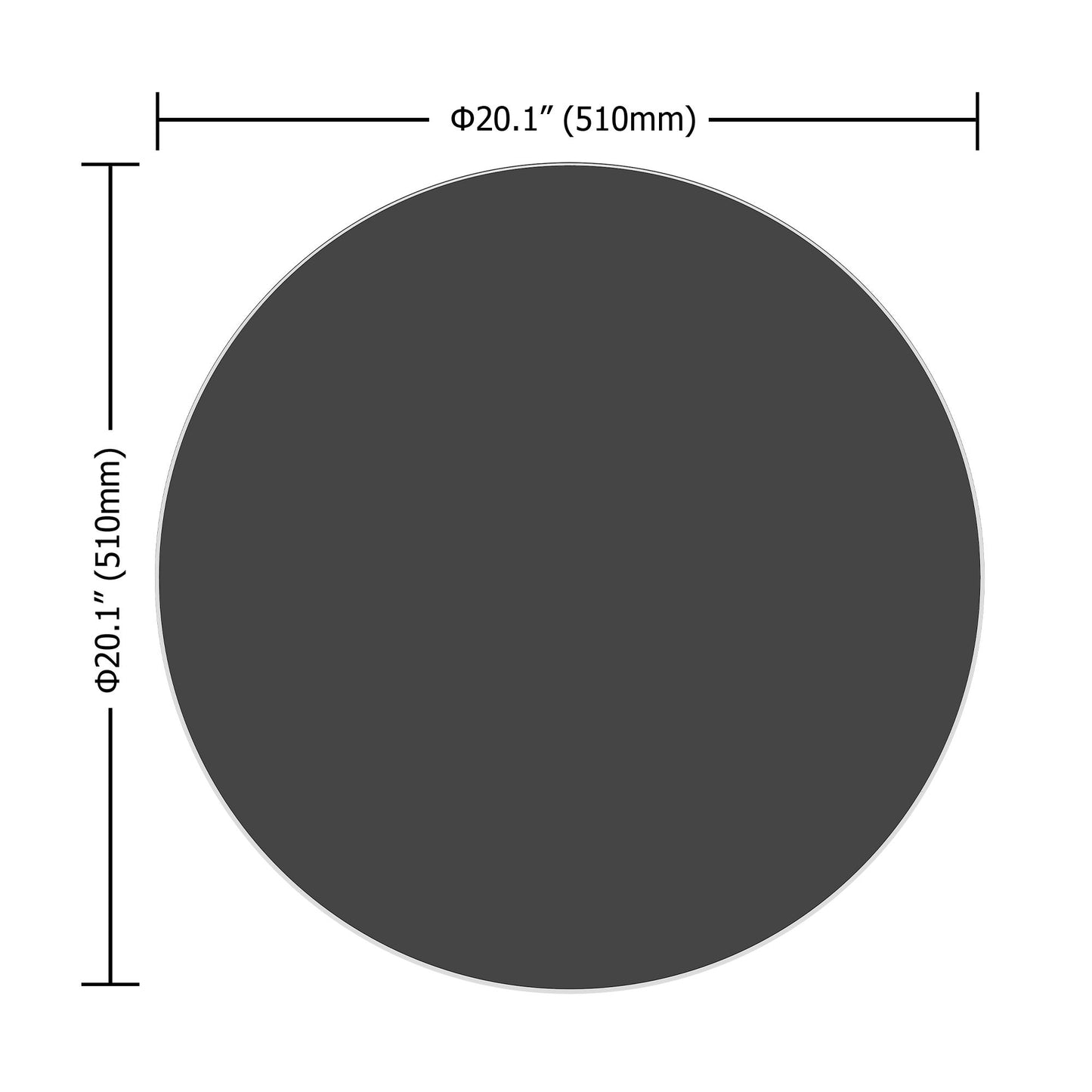 20" Round Tempered Glass Table Top Glass 1 / 4" Thick Round Polished Edge - Black Home Essentials