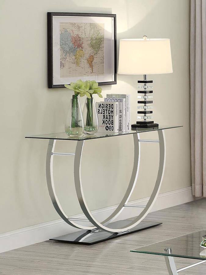 Danville - Rectangular U-Shaped Glass Top Table CoasterEssence