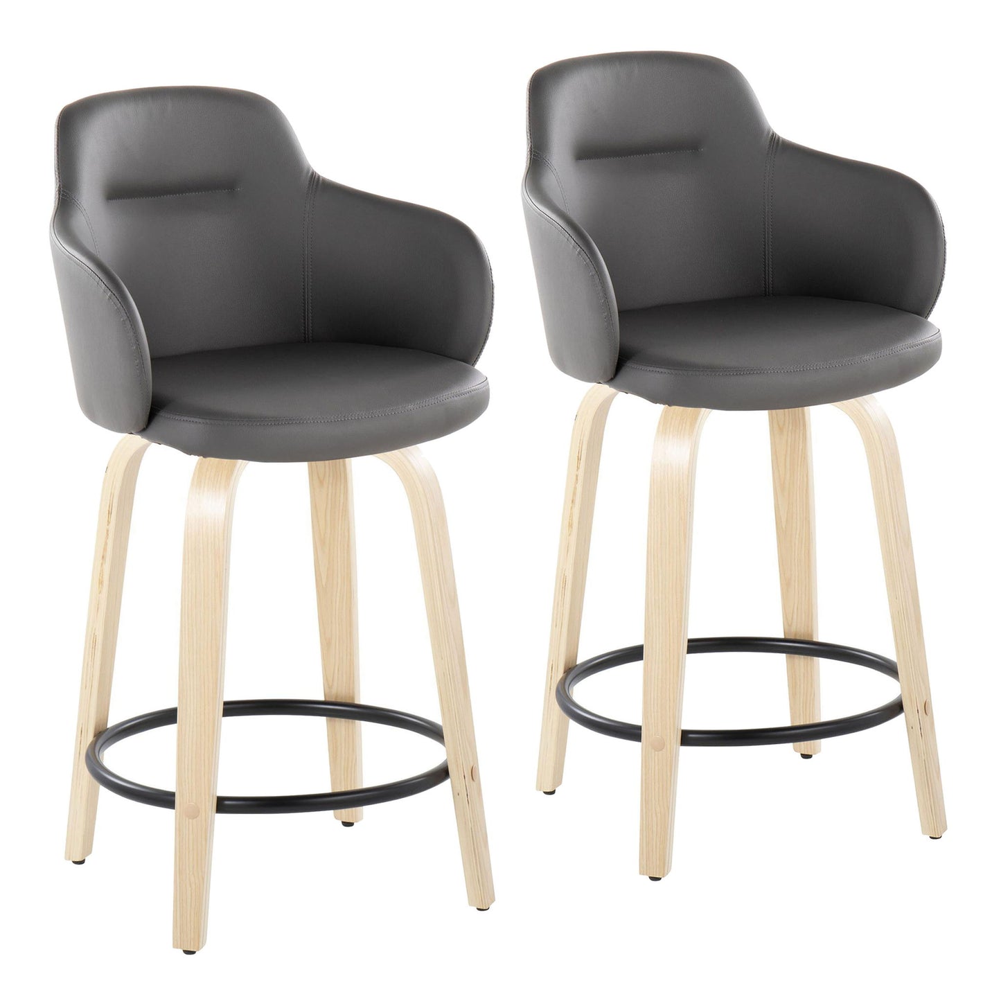 Boyne - Contemporary Fixed Height Counter Stool With Swivel (Set of 2) Round Footrest Lumi Source