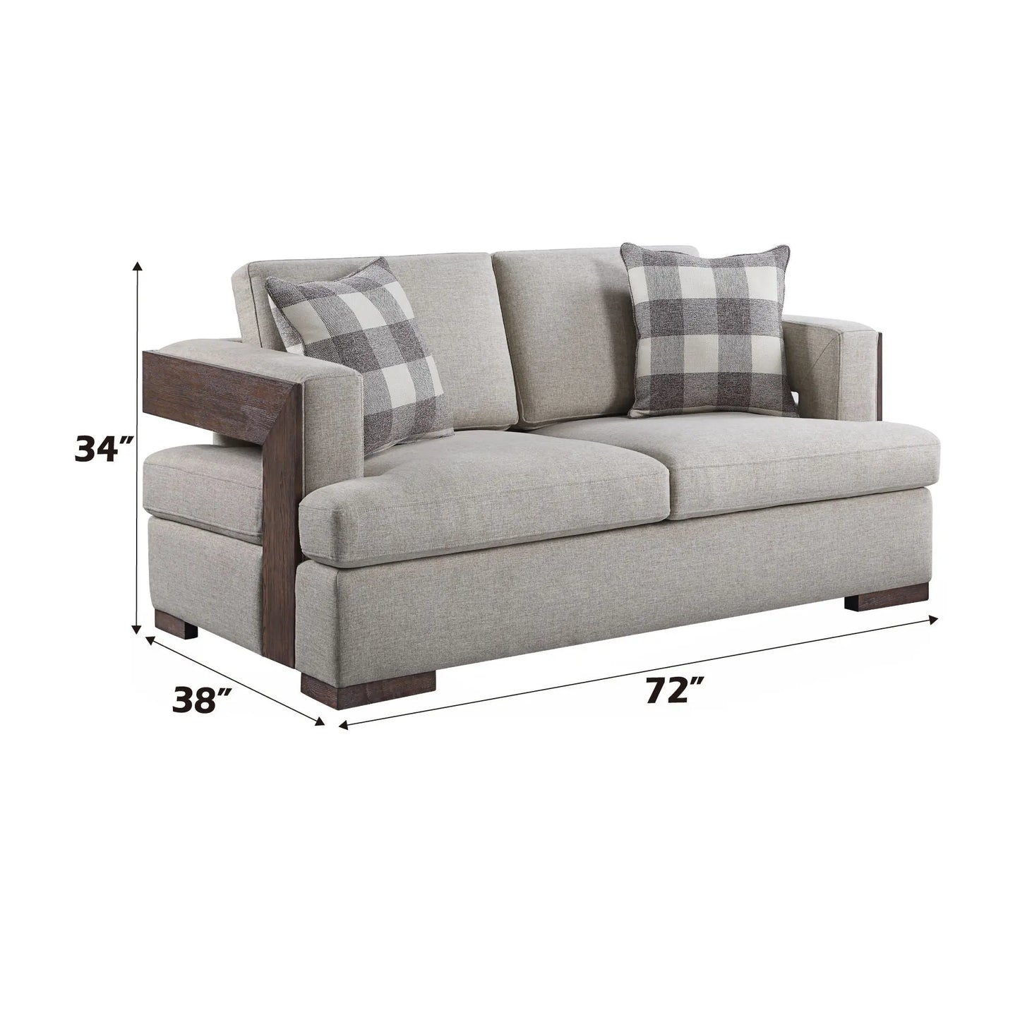 Niamey - Loveseat With 2 Toss Pillows - Walnut Acme