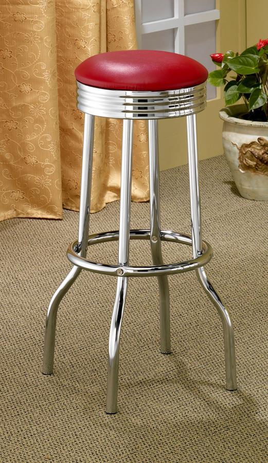 Retro - Upholstered Metal Swivel Bar Stool (Set of 2) CoasterEveryday