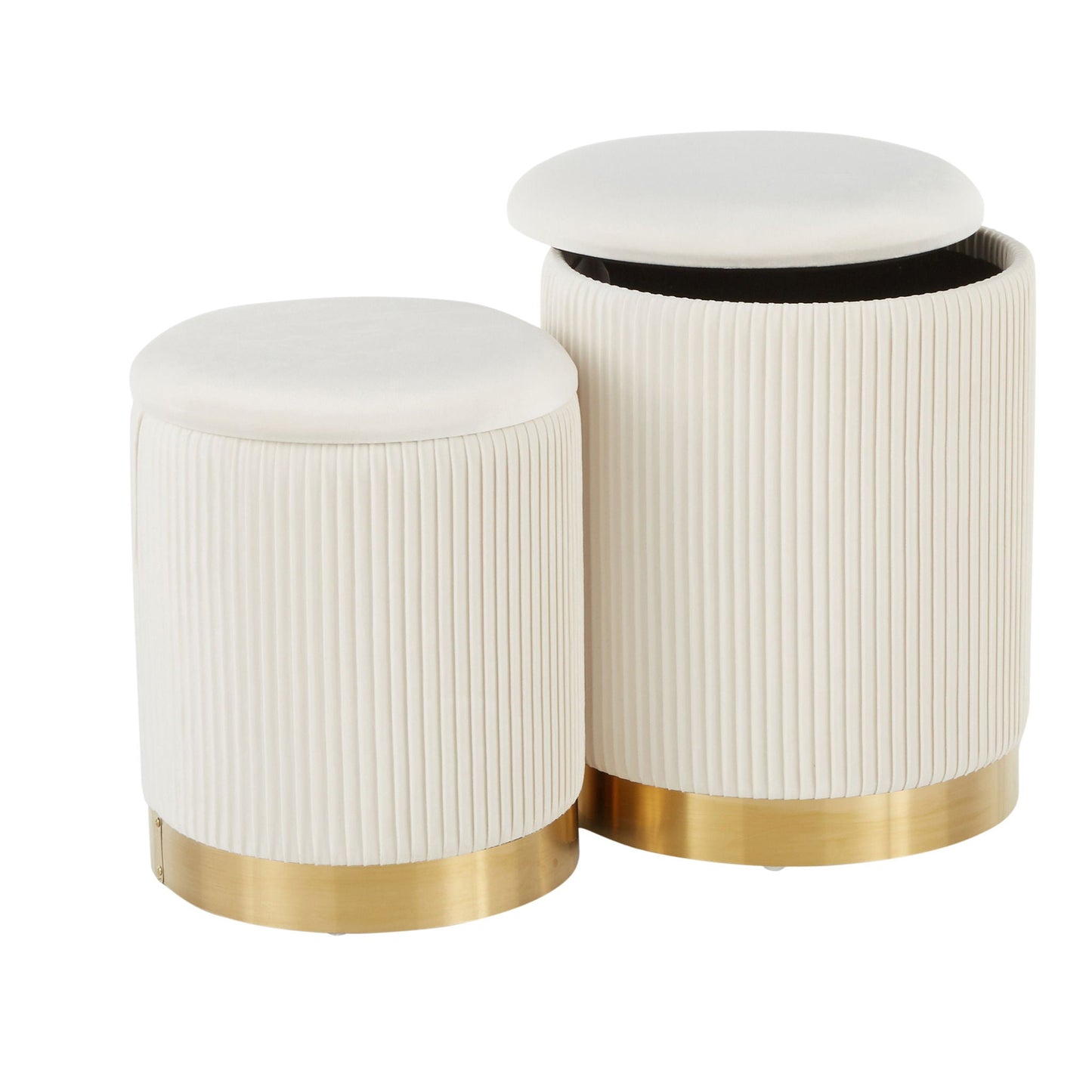 Marla - Contemporary Nesting Pleated Ottoman Set Lumi Source
