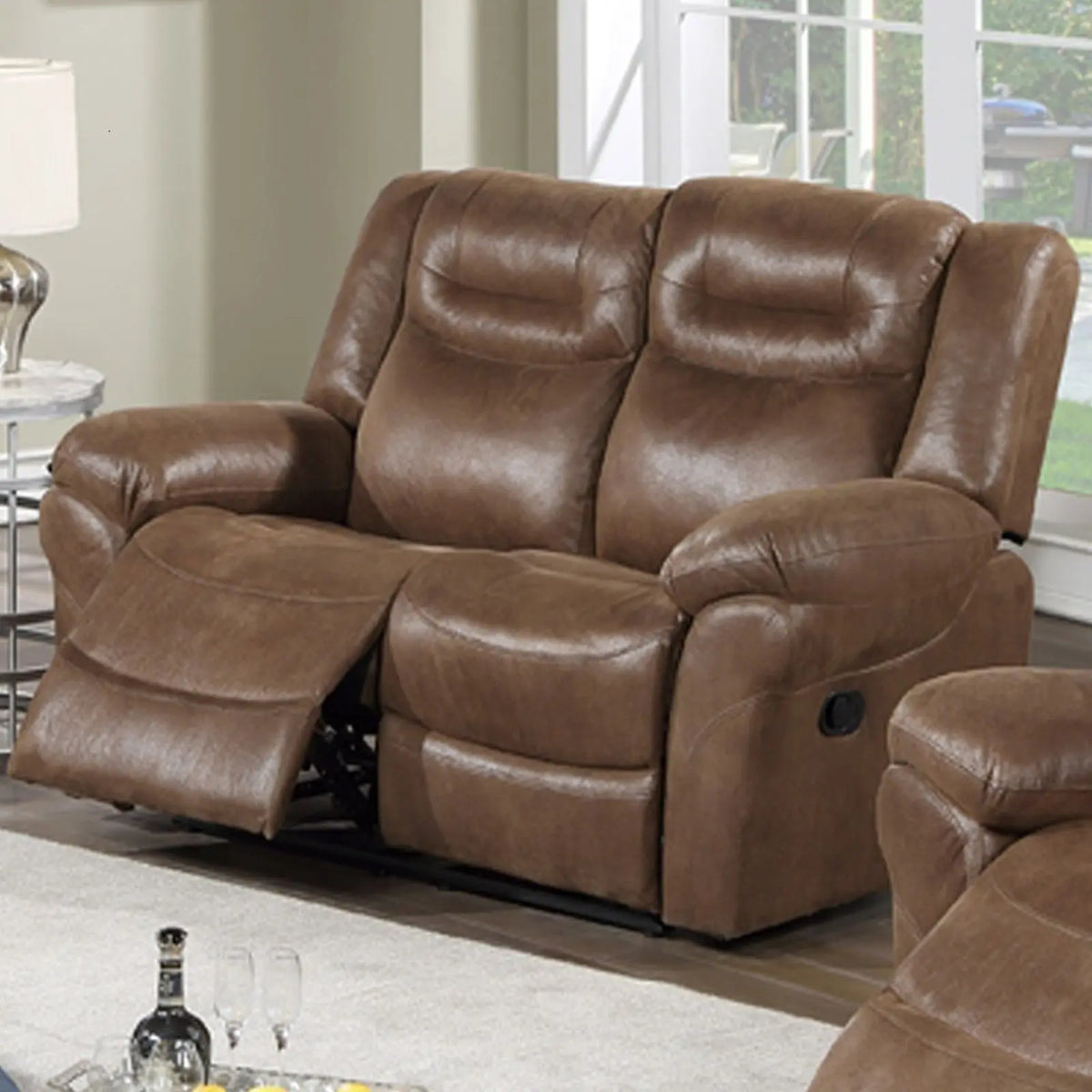 1 Piece Power Reclining Loveseat With USB Port, Fully Upholstered Pillow Arms And Headrest - Brown Home Essentials