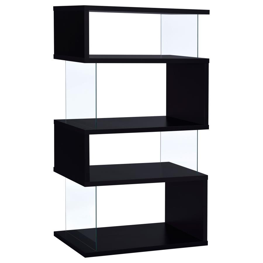 Emelle - 4-Shelf Glass Panel Bookshelf CoasterEveryday