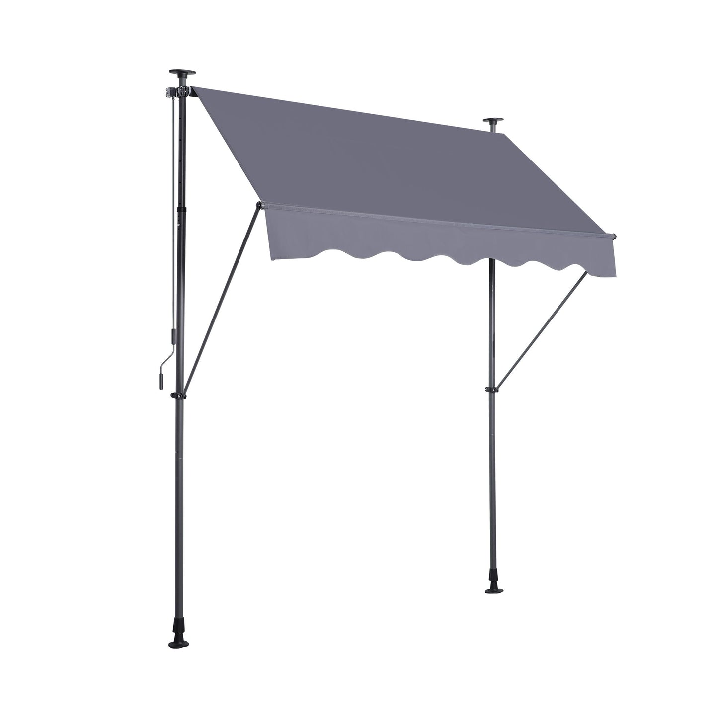 Manual Retractable Patio Awning, UV Resistant Polyester Sun Shade With No Drill Installation Home Essentials