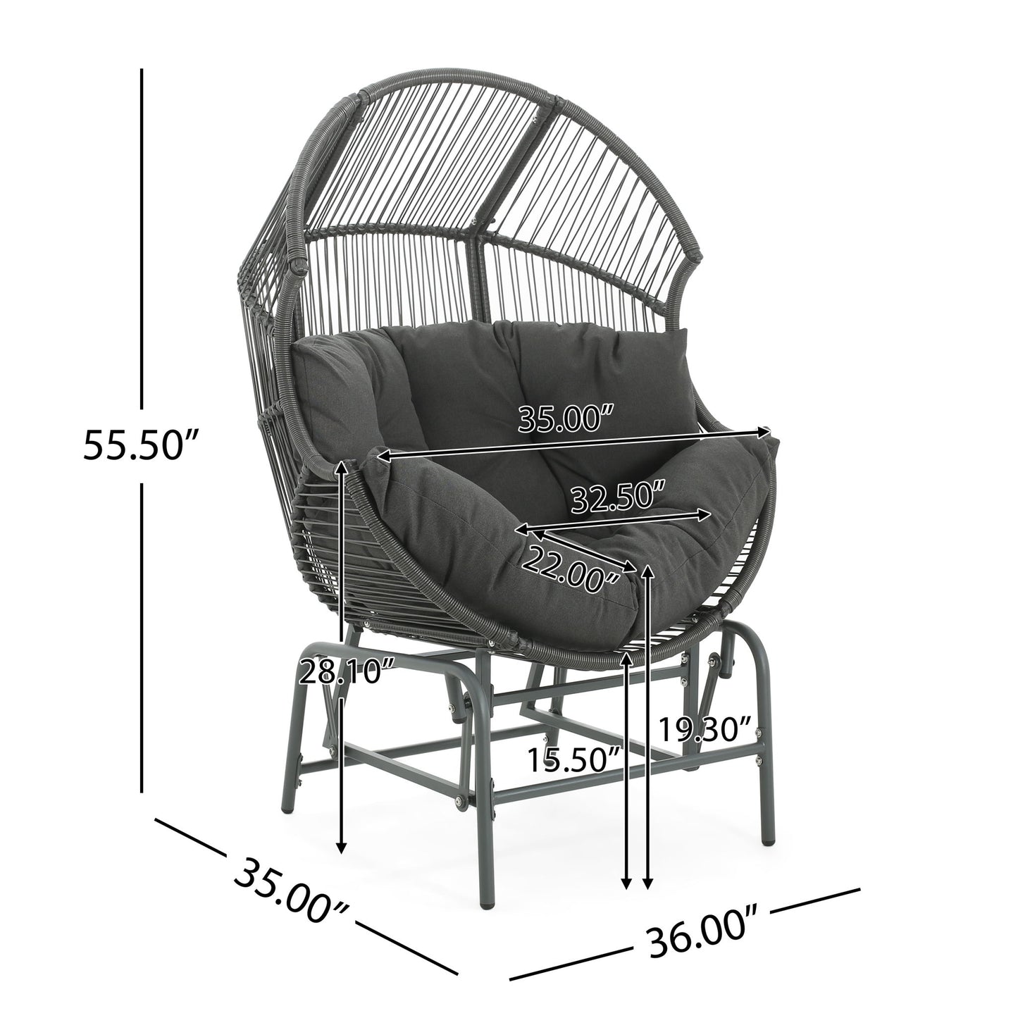 Palos - Outdoor Wicker Glider Chair Noble House