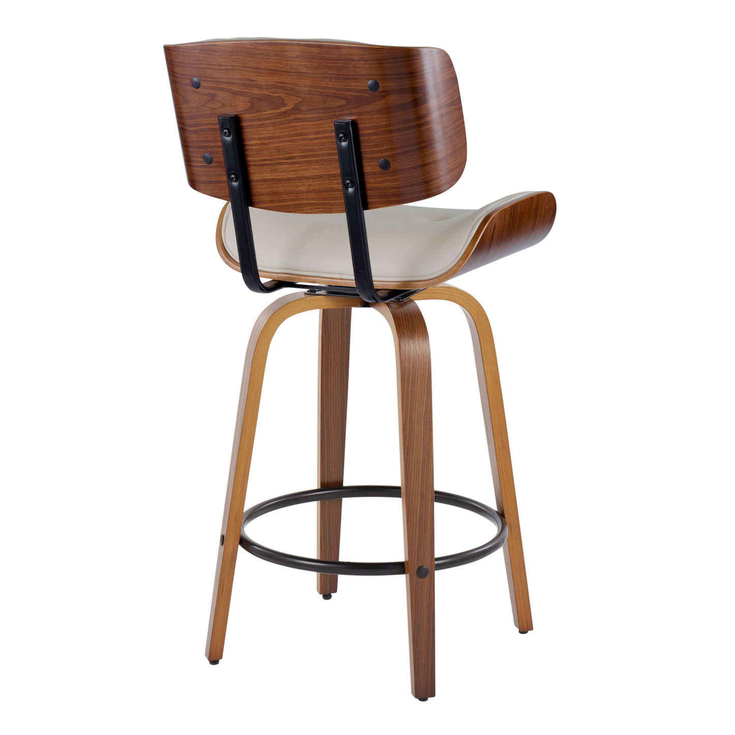 Lombardi - Mid-Century Modern Fixed Height Counter Stool With Swivel With Round Footrest (Set of 2) Lumi Source