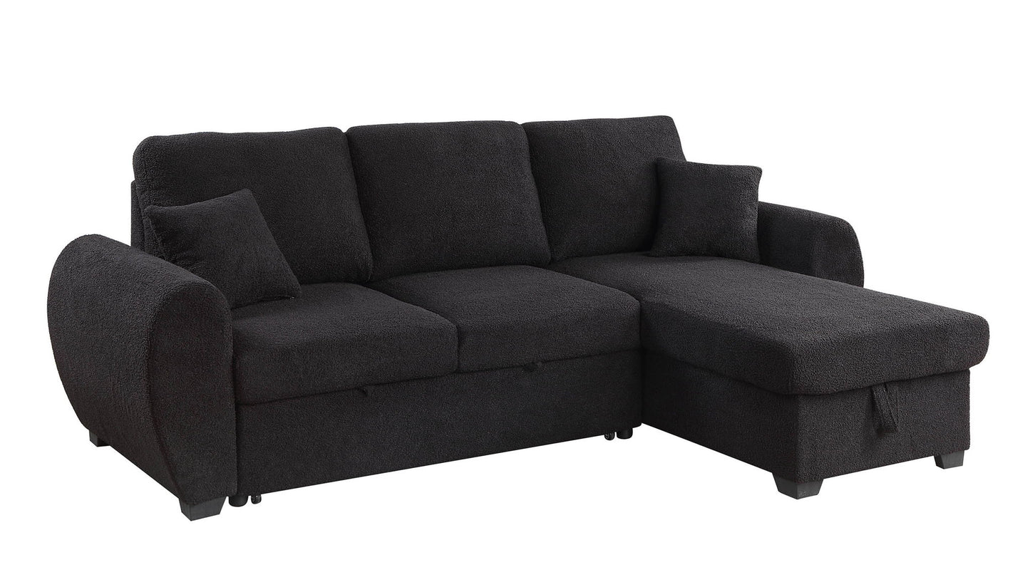 Veronica - Reversible Sleeper Sectional Sofa With Storage Chaise - Black Lilola Home