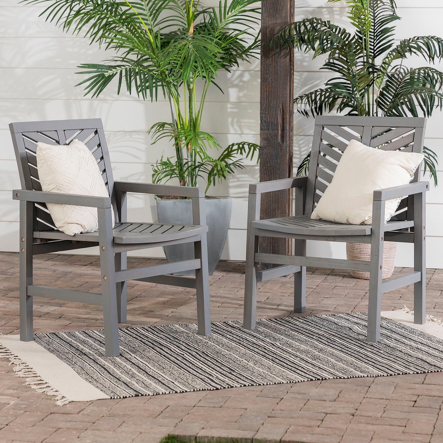 Modern 2 Piece Chevron Patio Chairs Walker Edison