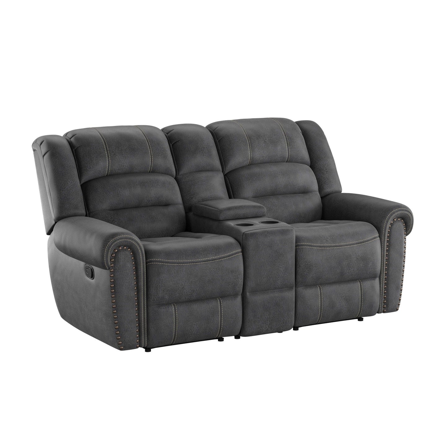 Ferrar - Reclining Console Loveseat - Gray Emerald Home