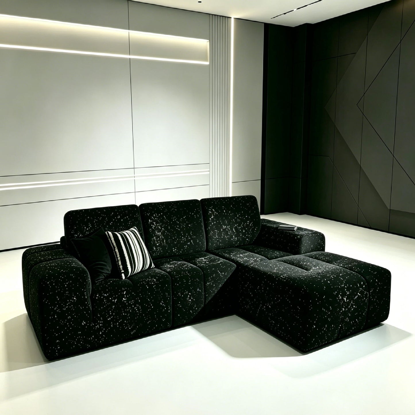 Boneless Modular Sofa For Living Room (Left) - Black Home Essentials
