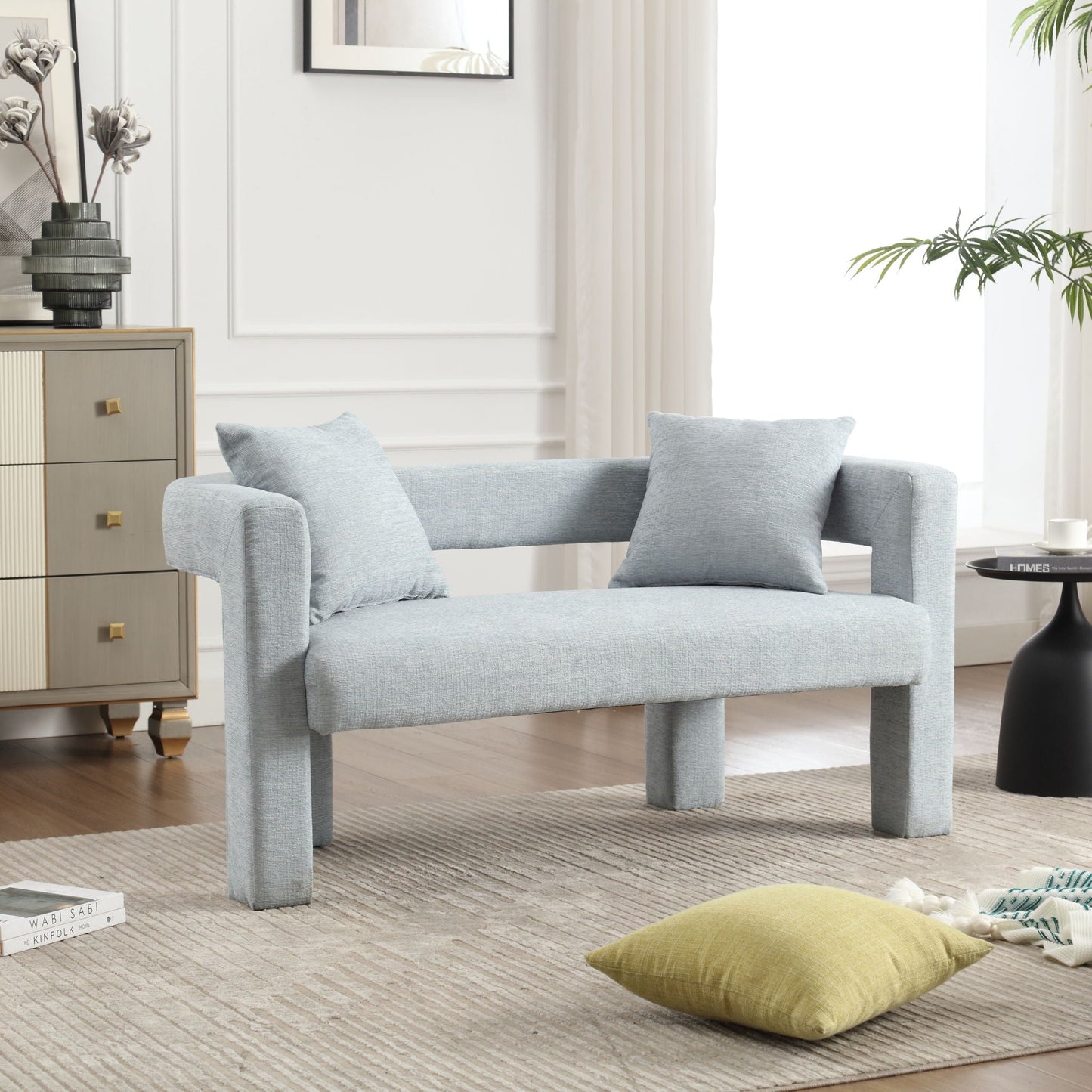 Modern Chenille Loveseat Sofa, Comfy Upholstered 2 Seater Home Essentials