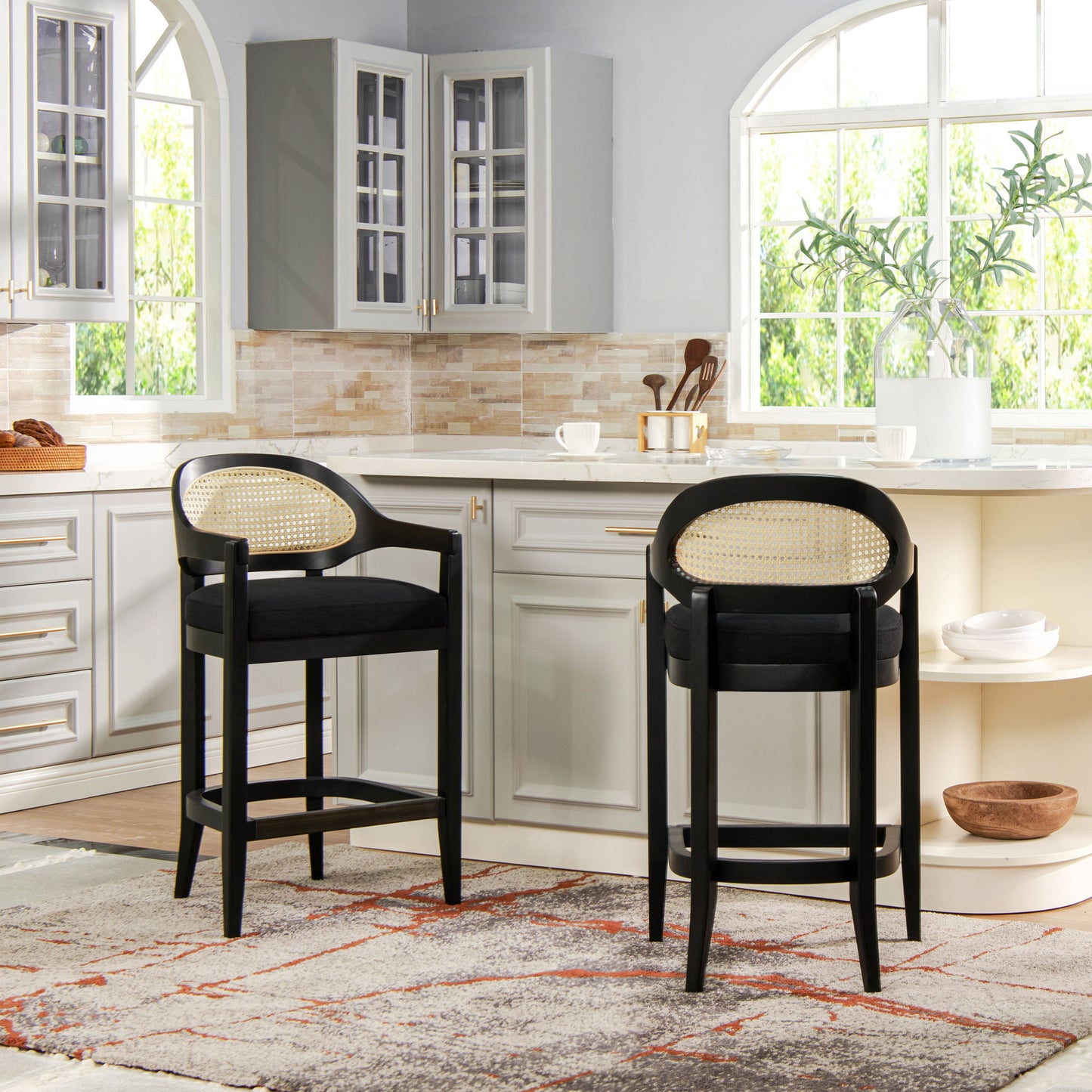 Americana - Mid-Century Modern Cane Back Counter Stool Jennifer Taylor Home