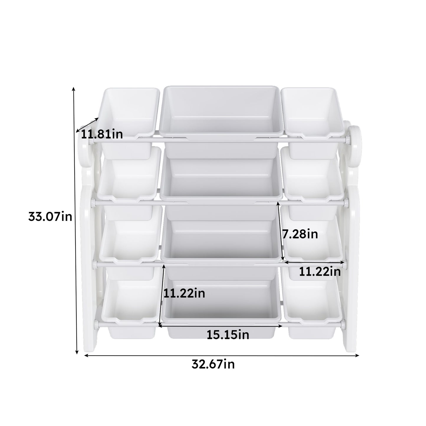 Multi Functional Kids Toy Storage Organizer Cabinet With Hdpe Shelf And 12 Bins - Gray White Home Essentials