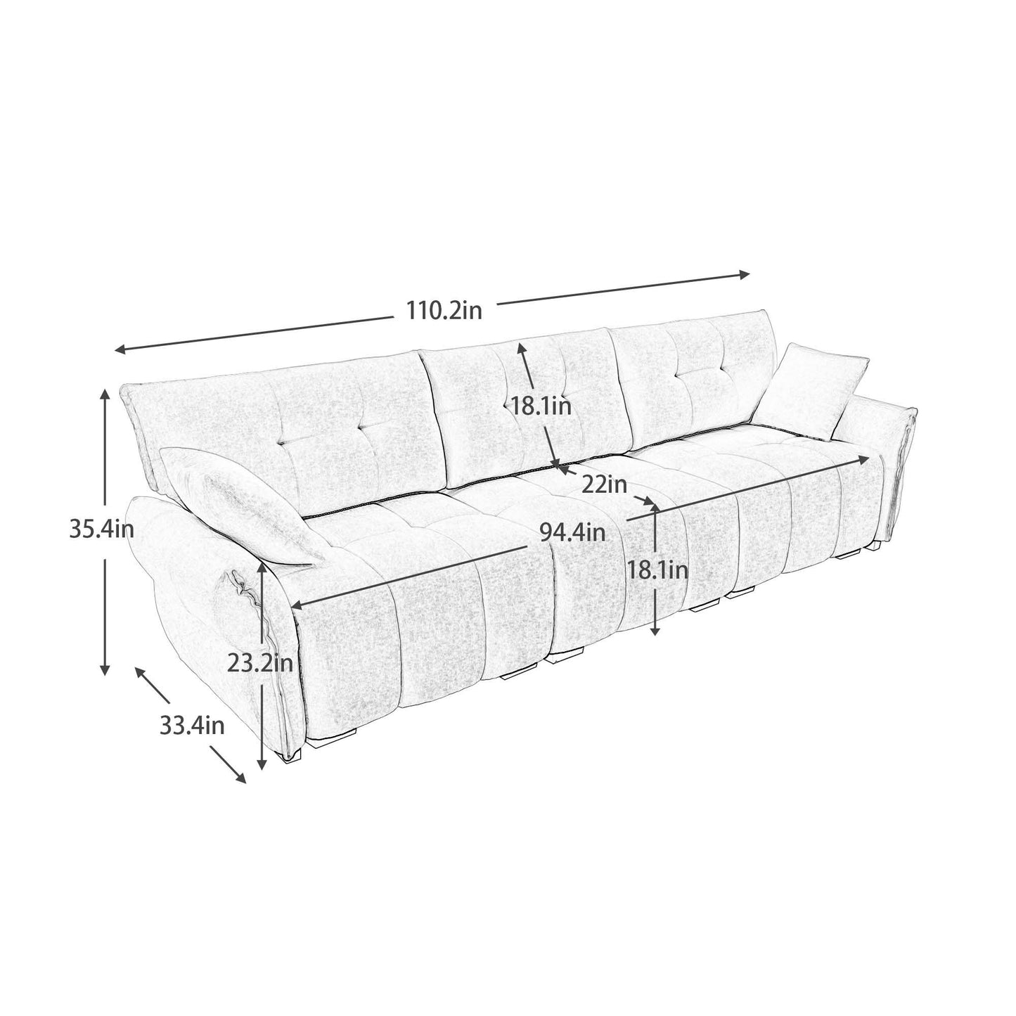 Elegant 3 Seater Sofa Set & Pillows Frame, High Rebound Cushions - Textured Green Home Essentials