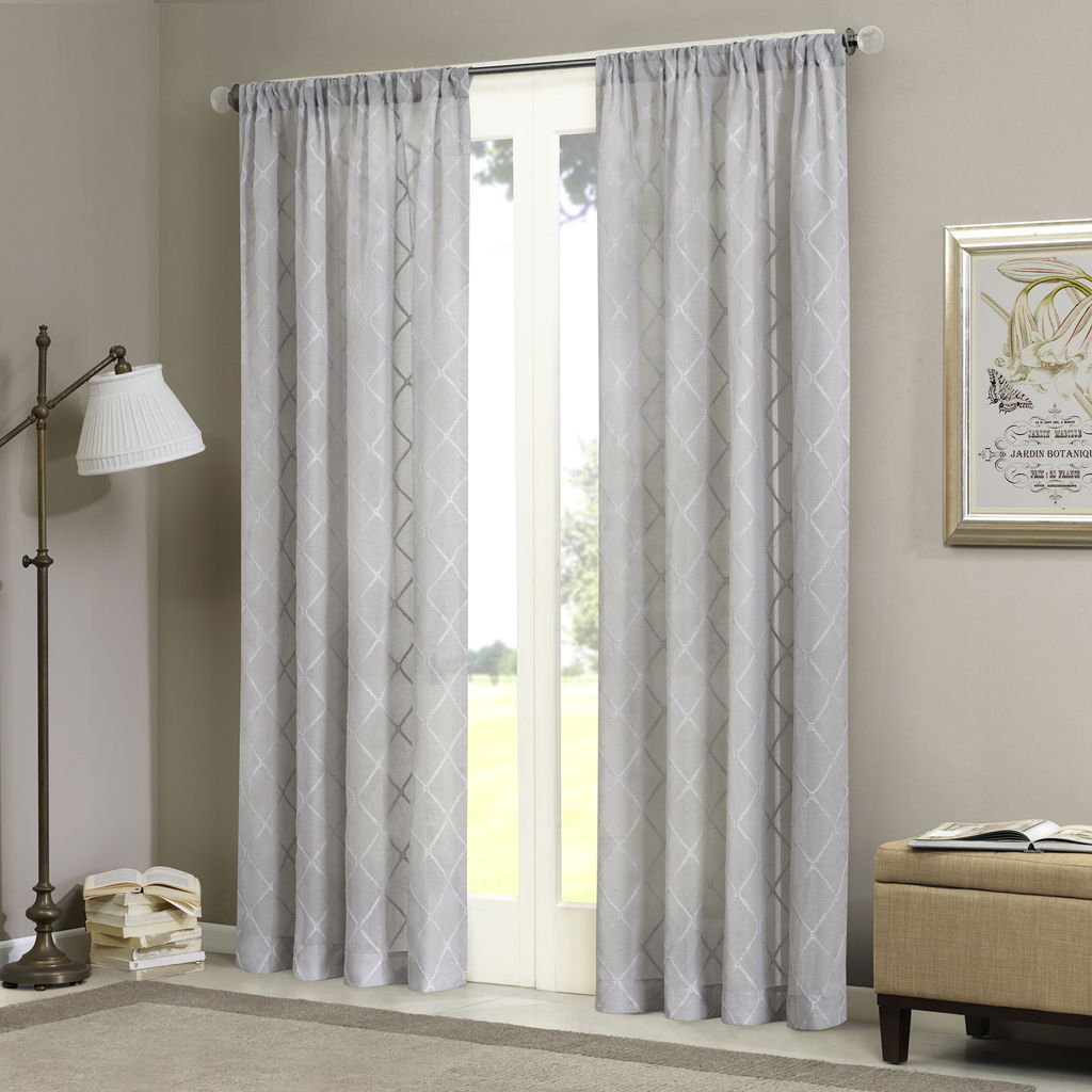 Irina - Diamond Sheer Window Curtain - Gray Madison Park