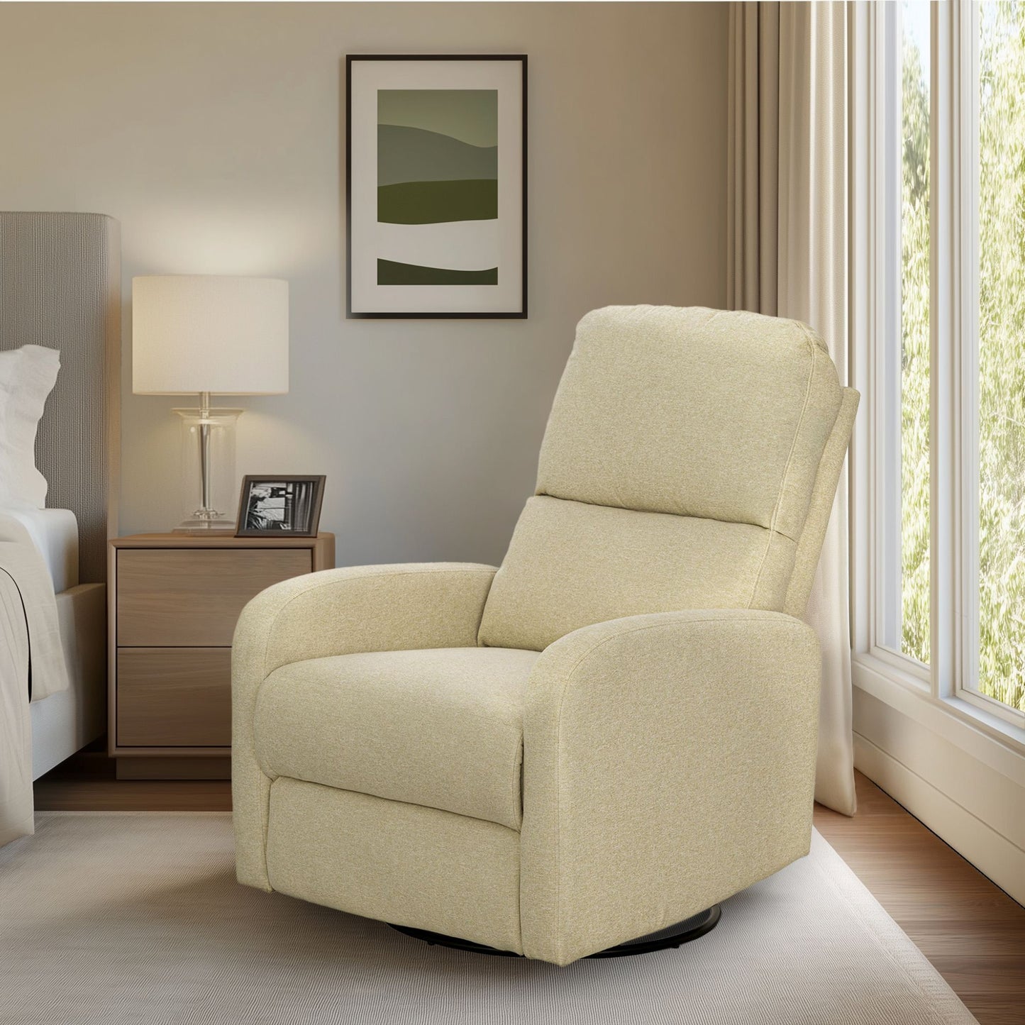 Dakota - Power Recliner 3-In-1 With Swivel, Glider, USB Ports - Beige INK+IVY