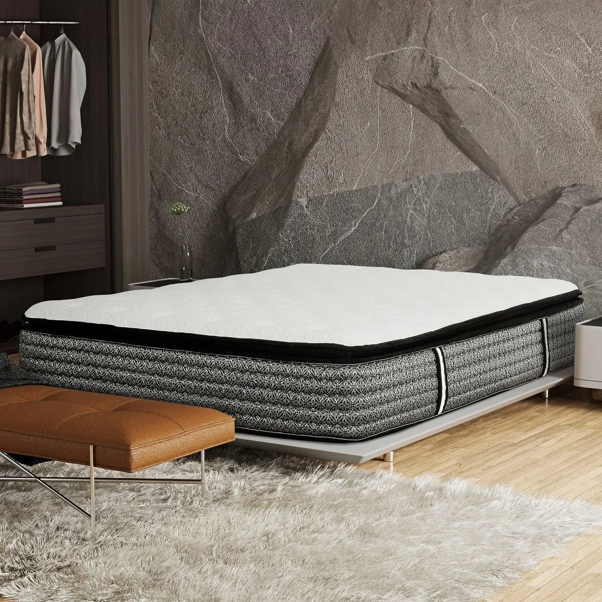 14" Premium Pocket Coil Hybrid Mattress With Gel Memory Foam, Super Plush - Gray / White - King Daily Nest