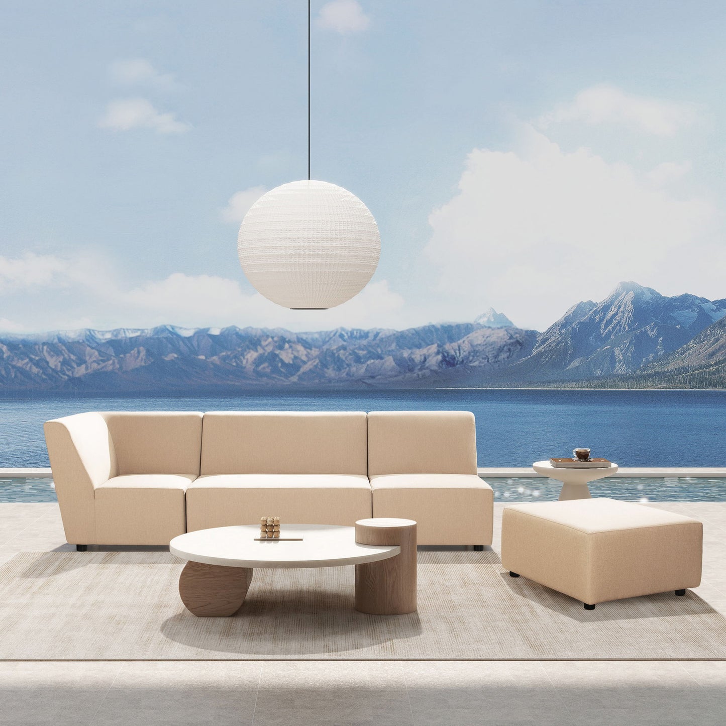 Cleo - Modular Upholstered Patio Ottoman Axroma Olefin Jennifer Taylor Home