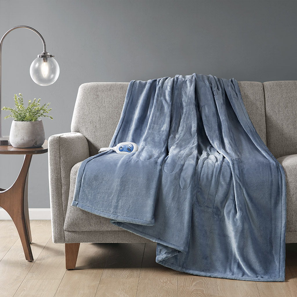 Heated Plush - Throw - Sapphire Blue Beautyrest