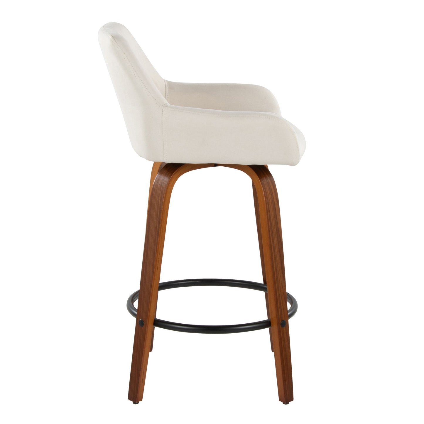 Daniella - Contemporary Fixed Height Counter Stool With Swivel With Round Footrest (Set of 2) Lumi Source