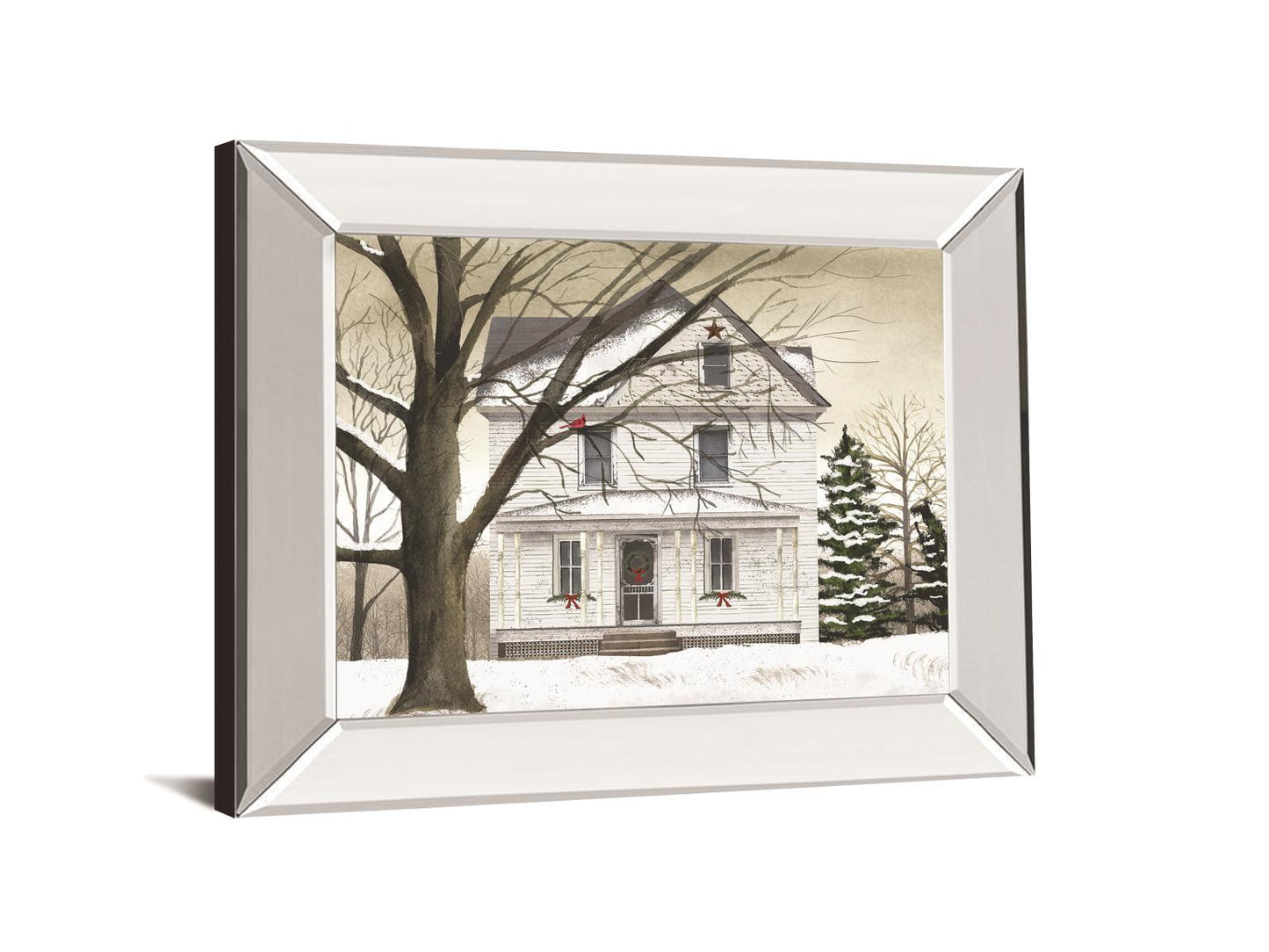 Winter Porch By Billy Jacobs - Mirror Framed Print Wall Art - Pearl Silver - Snoozhouse
