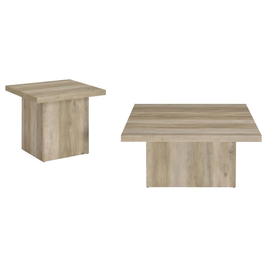 Devar - Square Coffee End Table Set - Distressed Pine Coaster Fine Furniture