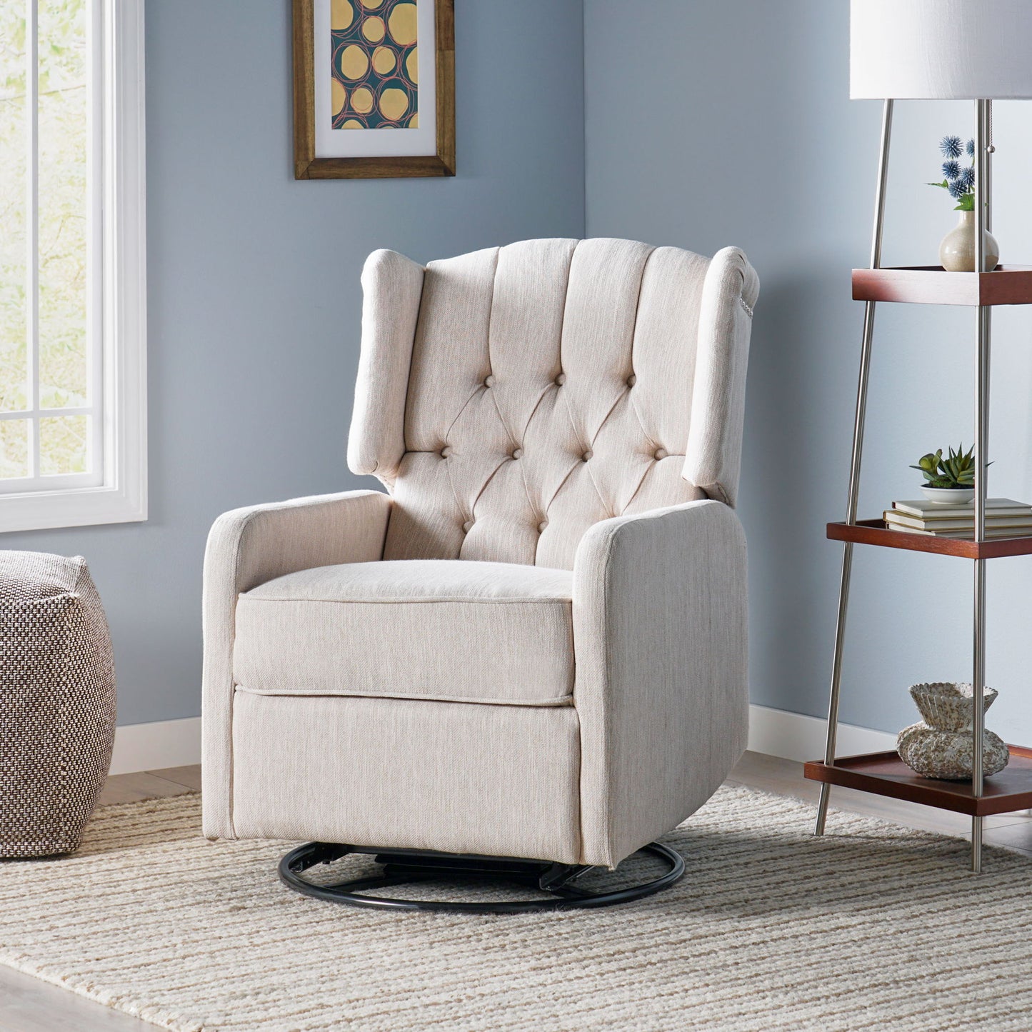 Classic Design, Manual Recliner Chair With 360 Degree Swivel Noble House