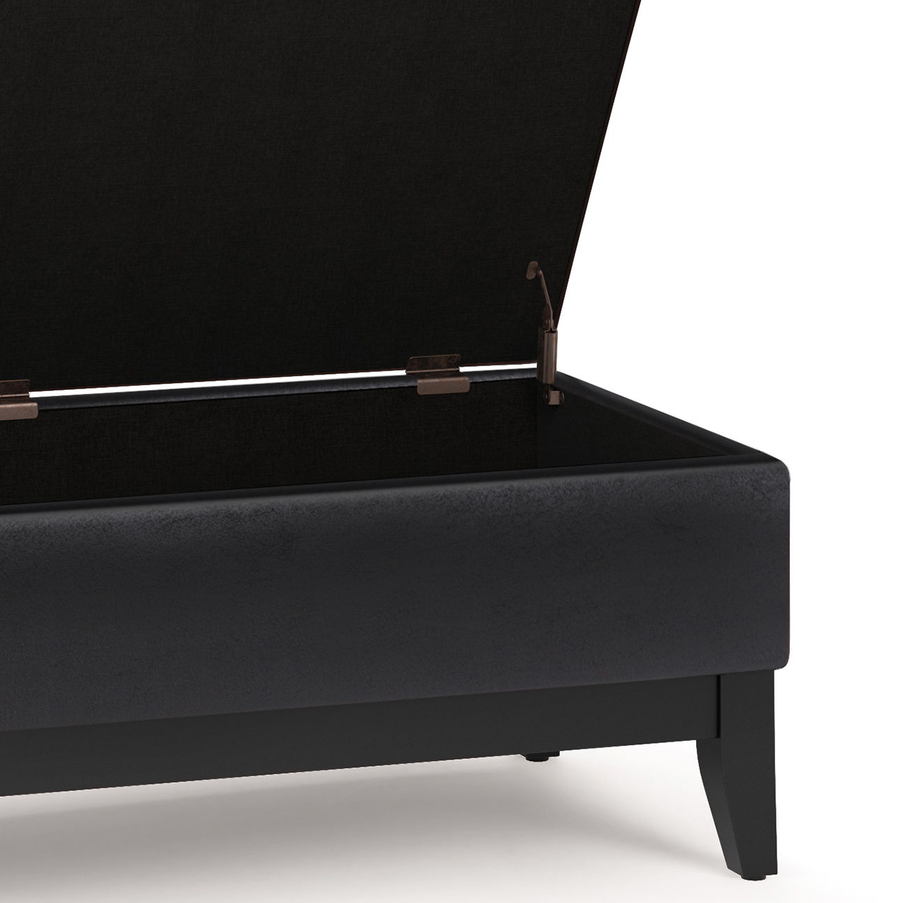 Oregon - Storage Ottoman Bench With Tray - Distressed Black Simpli-Home