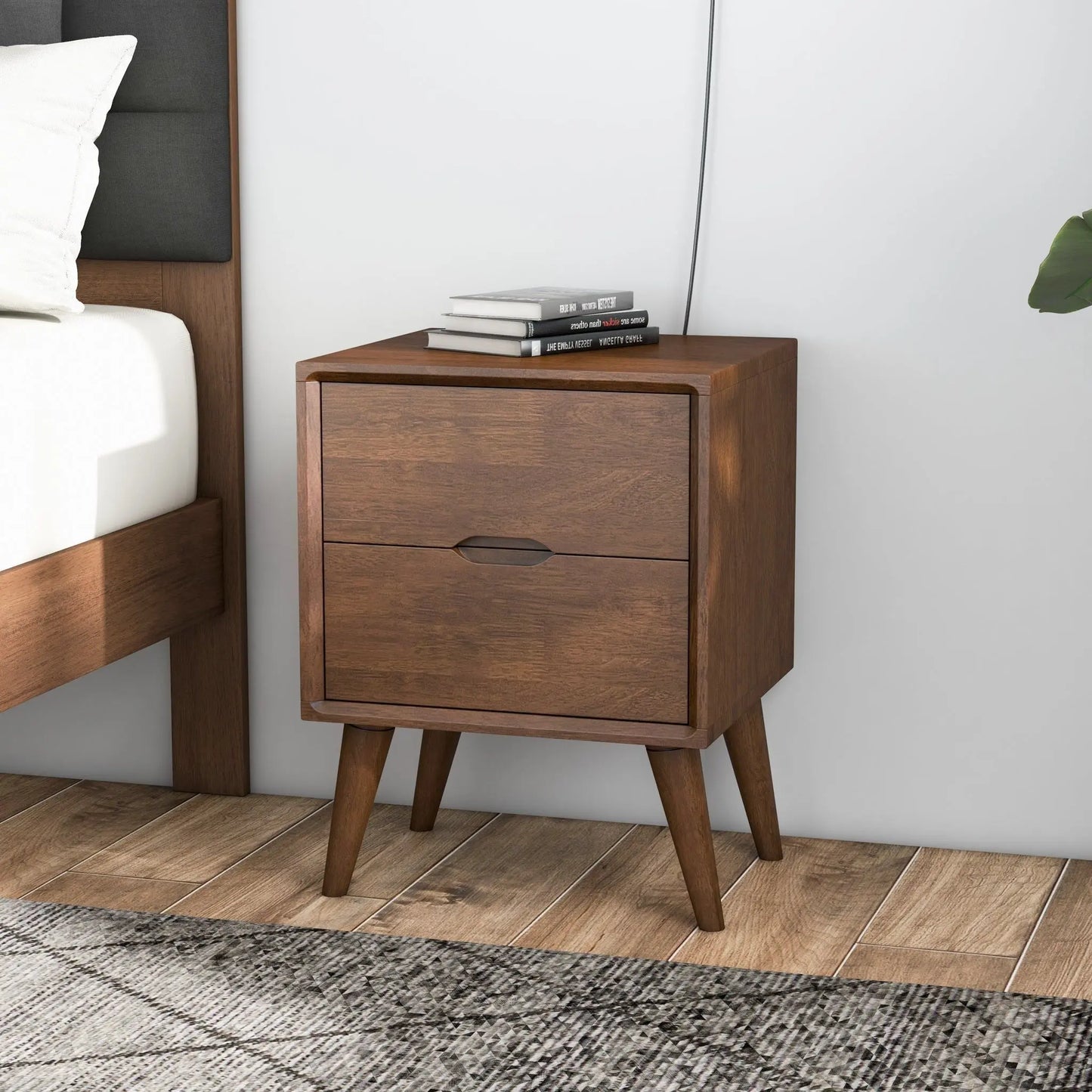 Alexandra - Night Stand With 2 Drawers - Walnut Brown Ashcroft Furniture