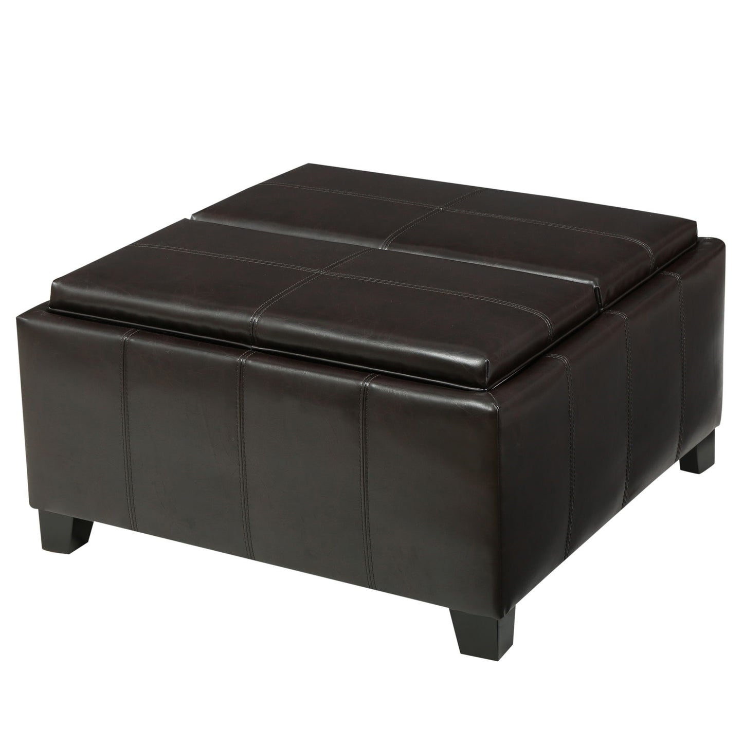 Contemporary Ottoman With Storage And Tray Tops - Brown Noble House